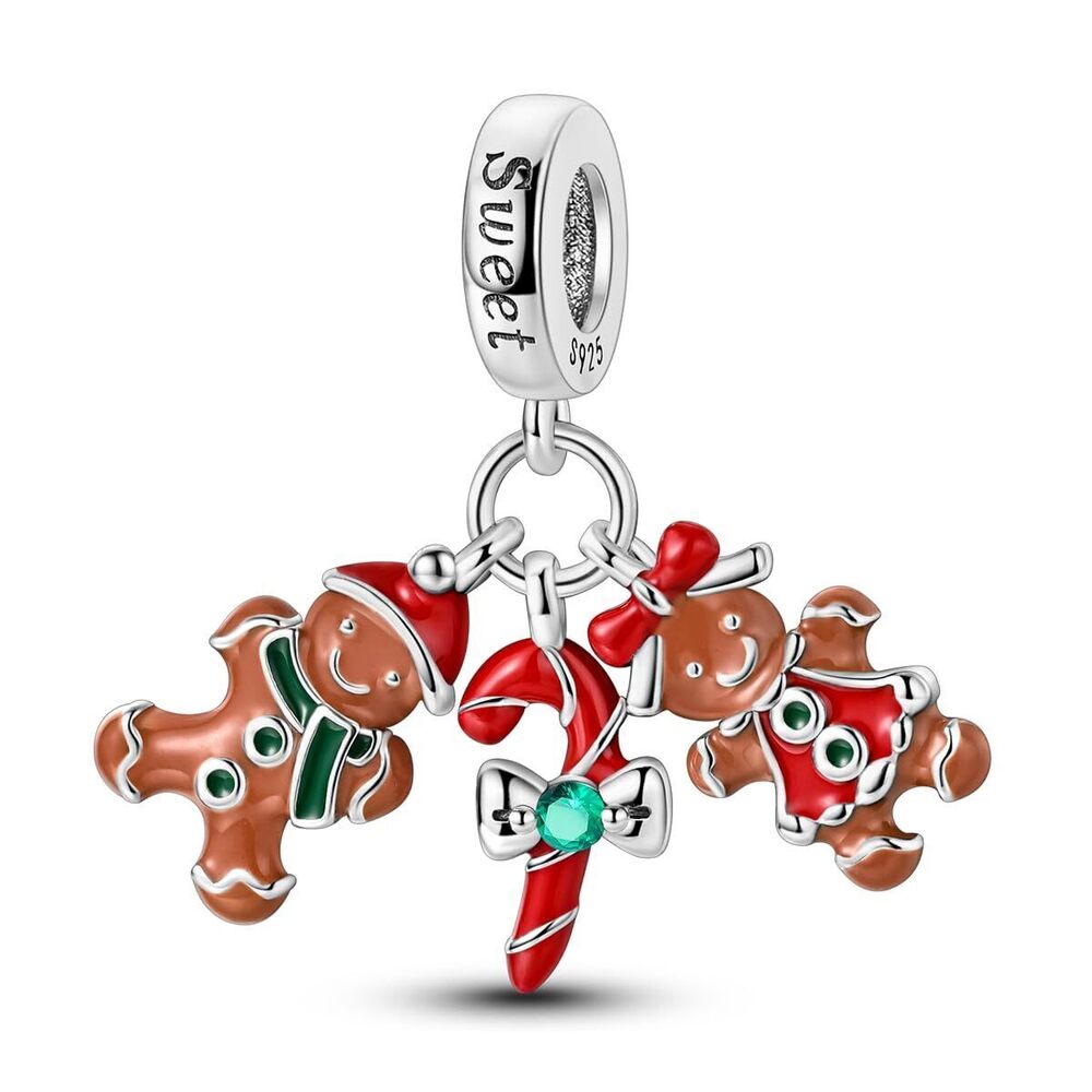 5545 Gingerbread Man Charm for Christmas 925 Sterling Silver Dangle Charms